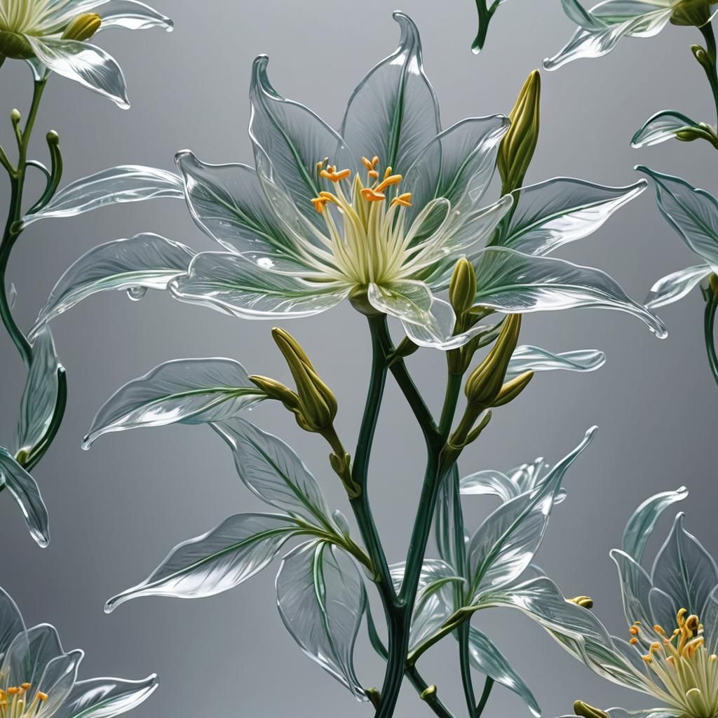 Glass Honeysuckle Flower in Hyperrealistic Detail