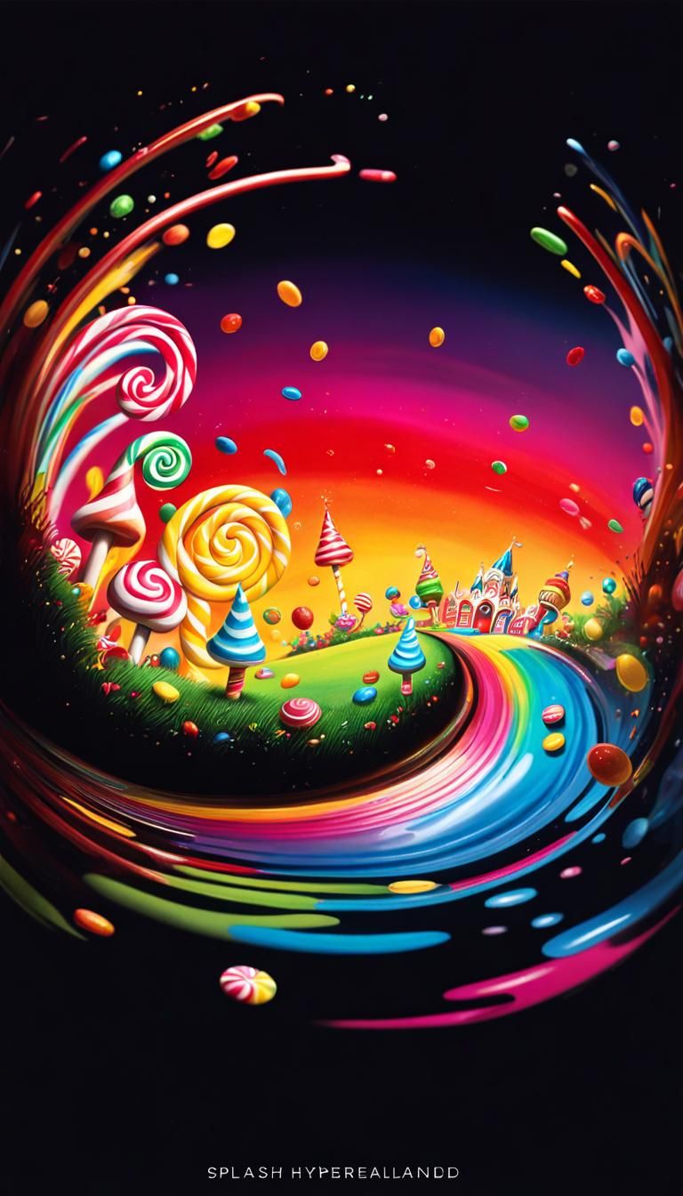 Whimsical Candyland Art in Hyperrealistic Style