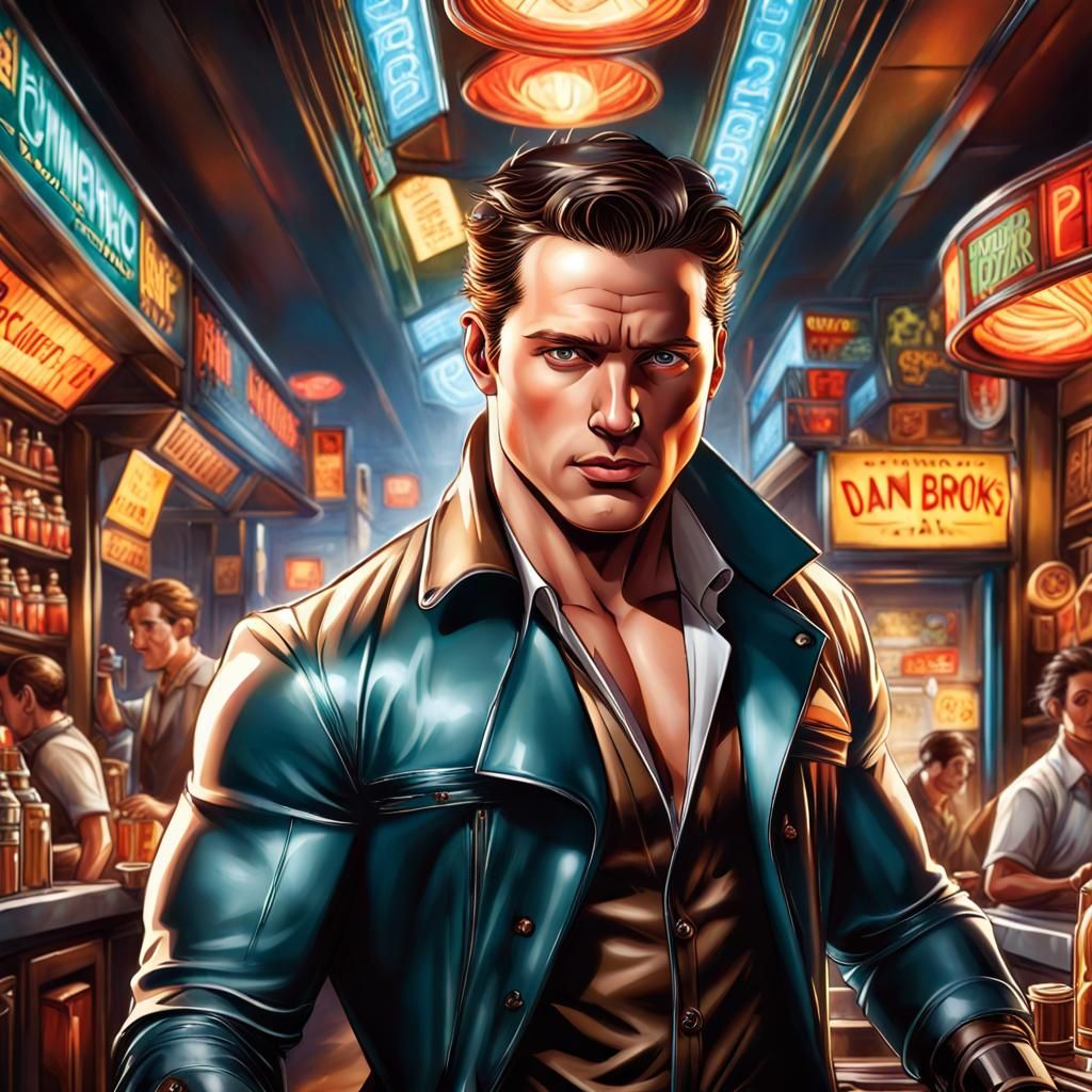 Hyperrealistic Cyborg Bartender Mixing Neon Drink