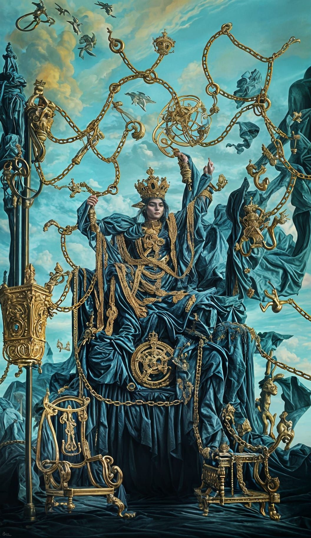 Surreal King in Chains Oil Painting by Dalí