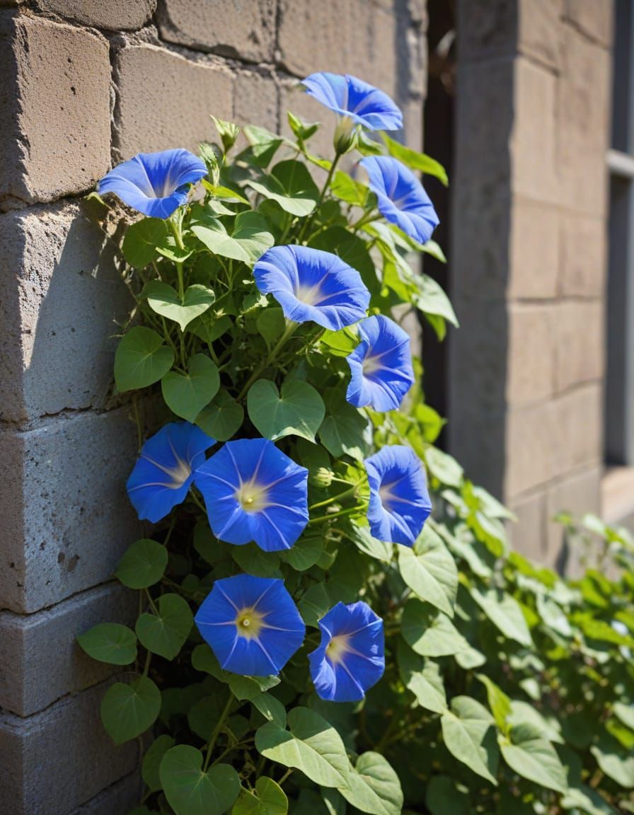 Morning Glories Climb Ossified Lattice