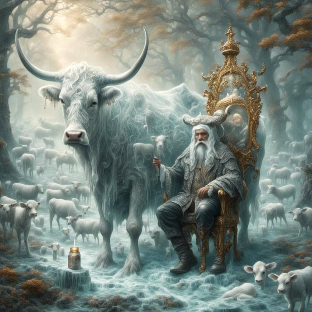 God drinks milk right from the sacred cow's udder