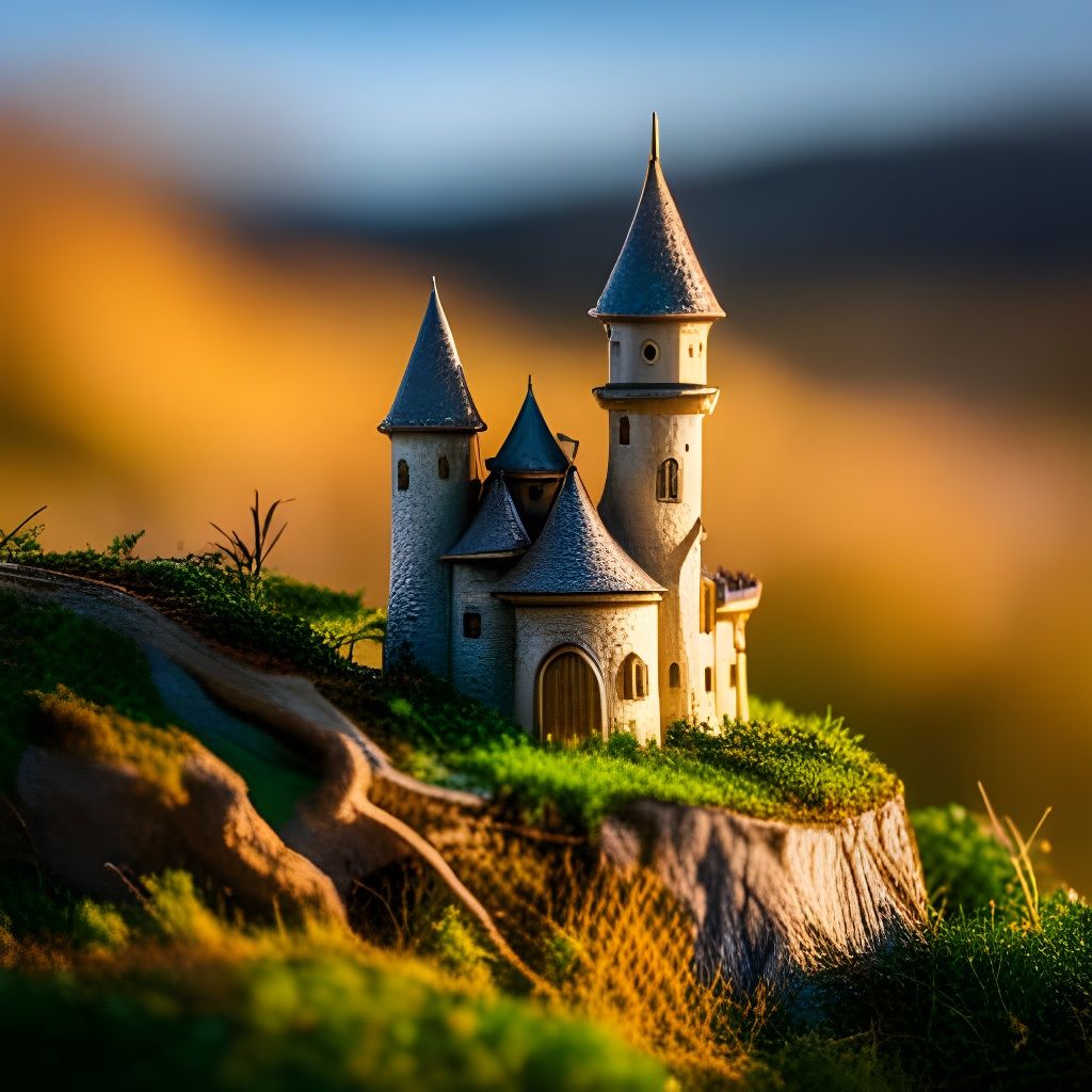 Miniature Twig Castle: Macro Photography in Golden Hour