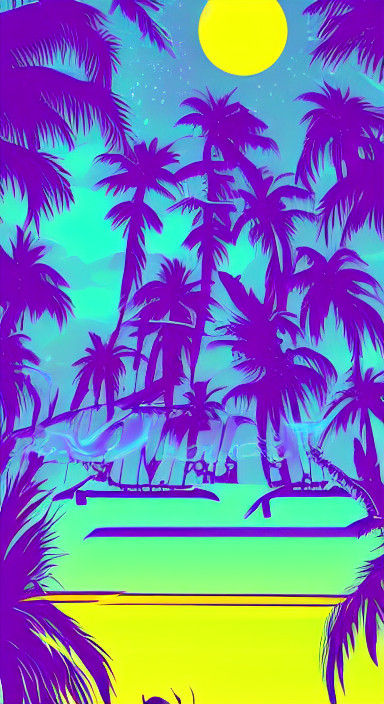 Retrofuturistic Glorp Basks in Neon Sunset