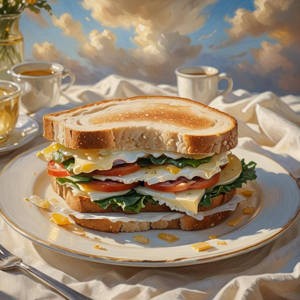 Juicy Sandwich in Impressionist Still Life