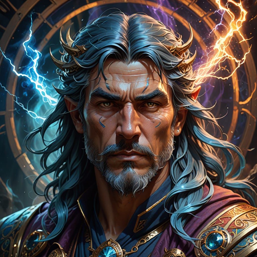 Thunder Mage in Vibrant Triadic Colors