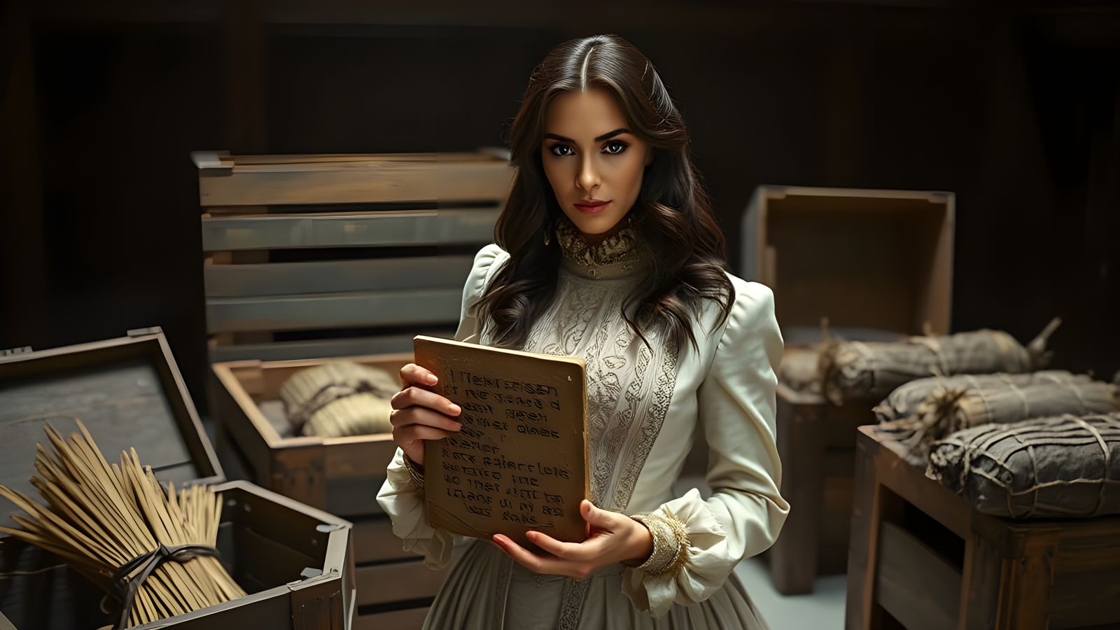 Victorian Museum with Sumerian Tablets: Cinematic Still