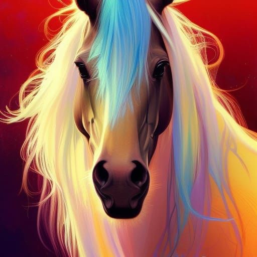 Colorful Pony Portrait in Trending Digital Art Style