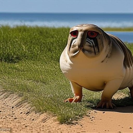 Sinister Turtle Chasing Lettuce, Dark Fantasy Art