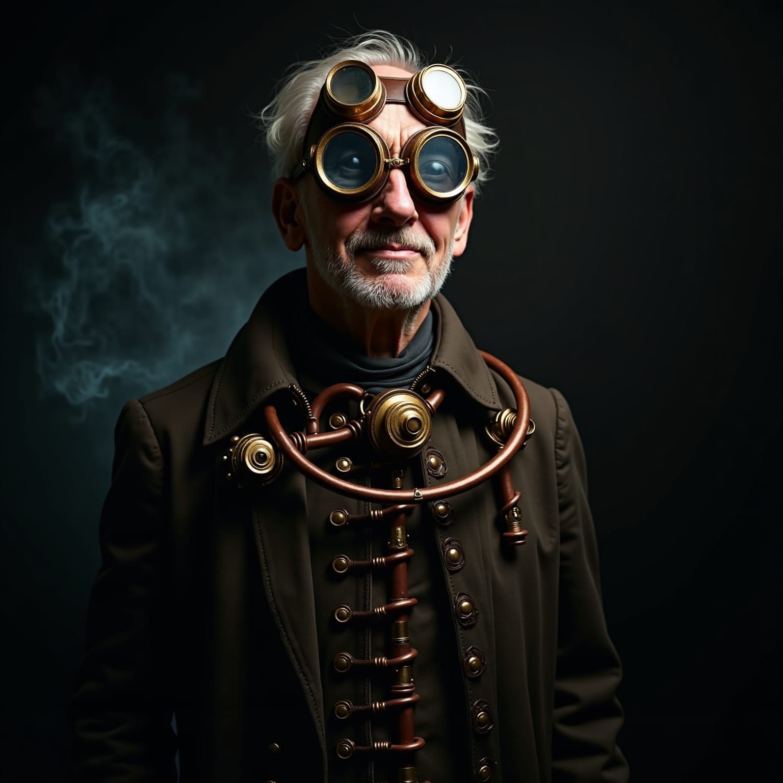 an older man, in the style of steampunk, atompunk, aaron jas...