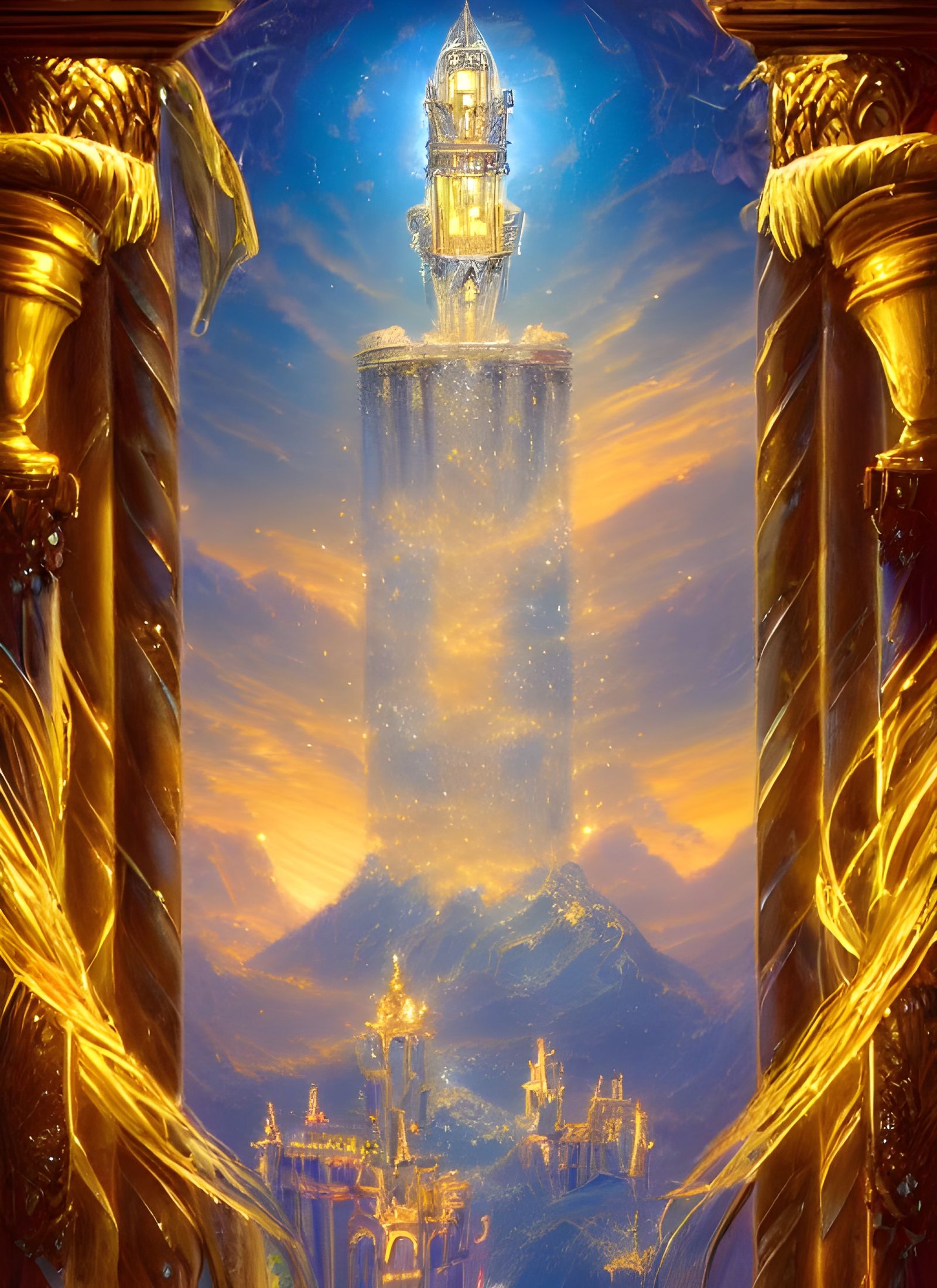 Ornate Crystalline Pillars on Mount Olympus