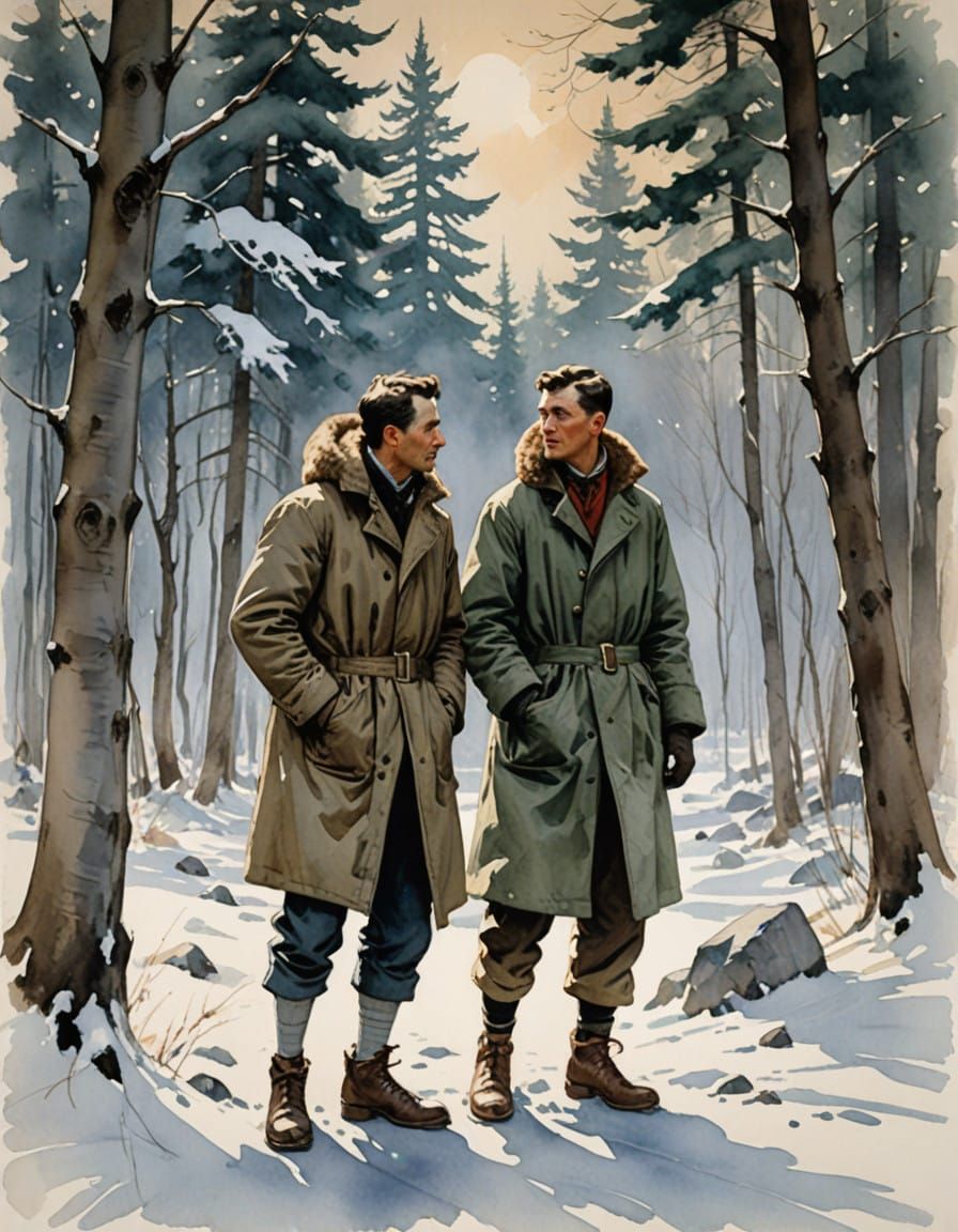 Indigenous Warriors Clash in Frosty Winter Wonderland Waterc...