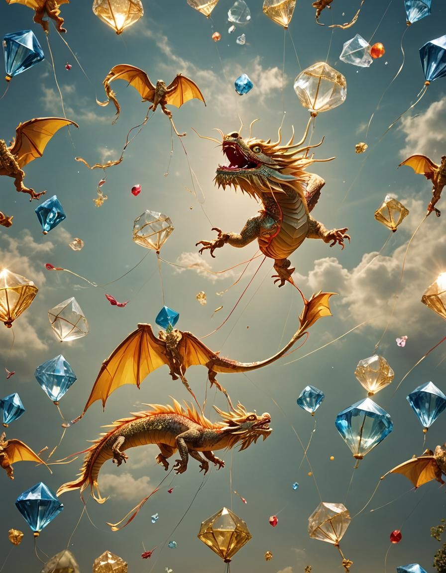 chinese dragon kite flying