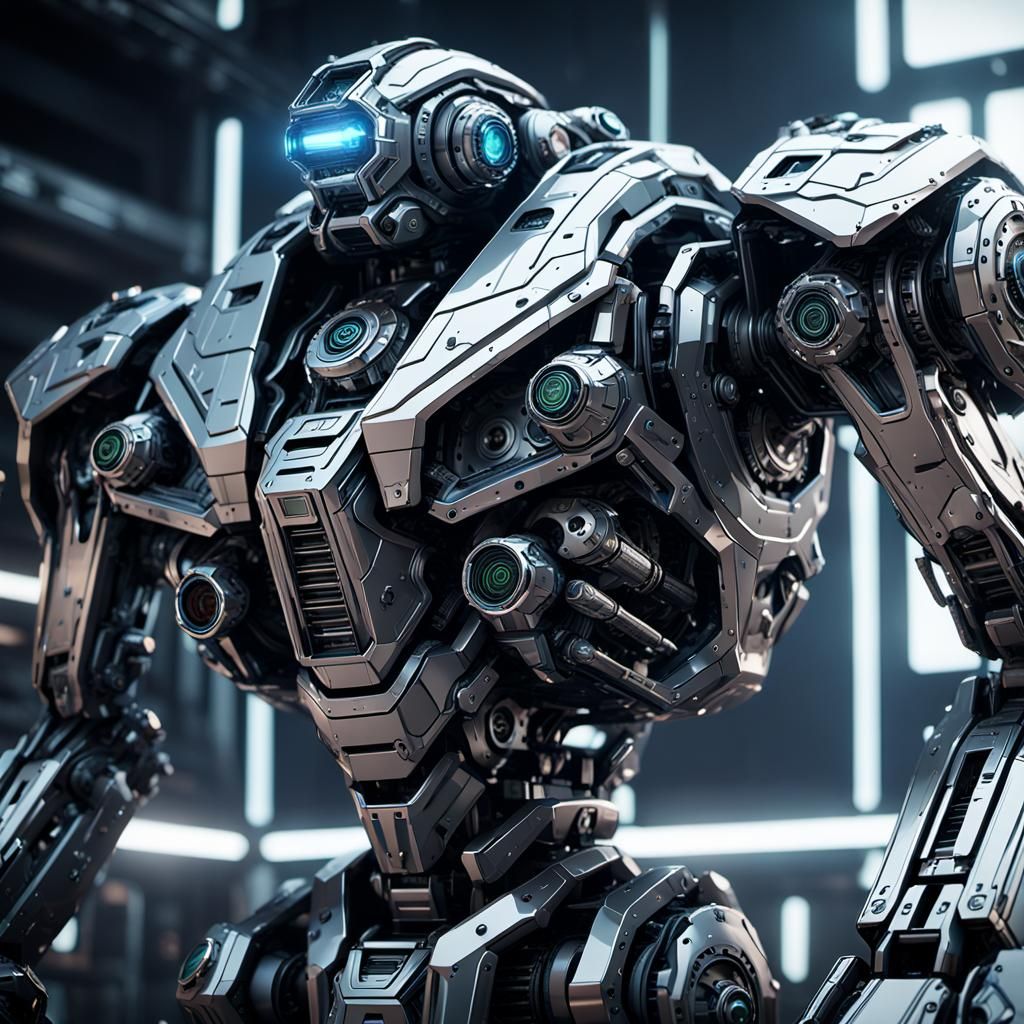 Monochromatic Sci-Fi Mech in Polished Metal