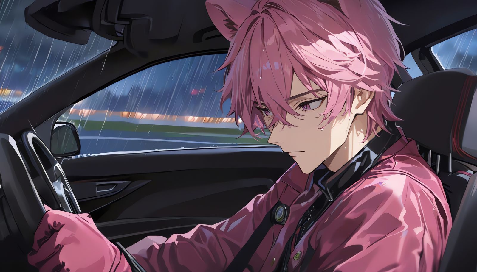 Bishounen Racer in Rainy Night Race