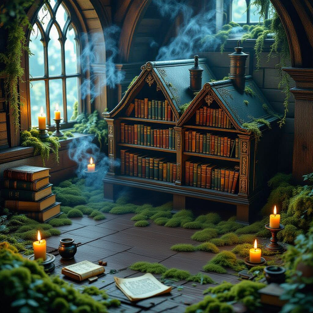 Magical Book Village Diorama in Miniature