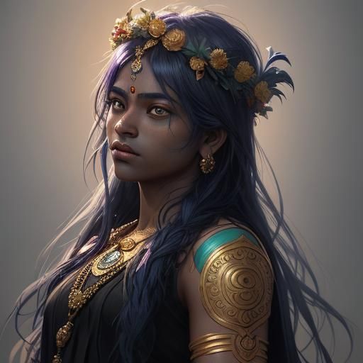 Krishna Portrait in Hyperdetailed Digital Art