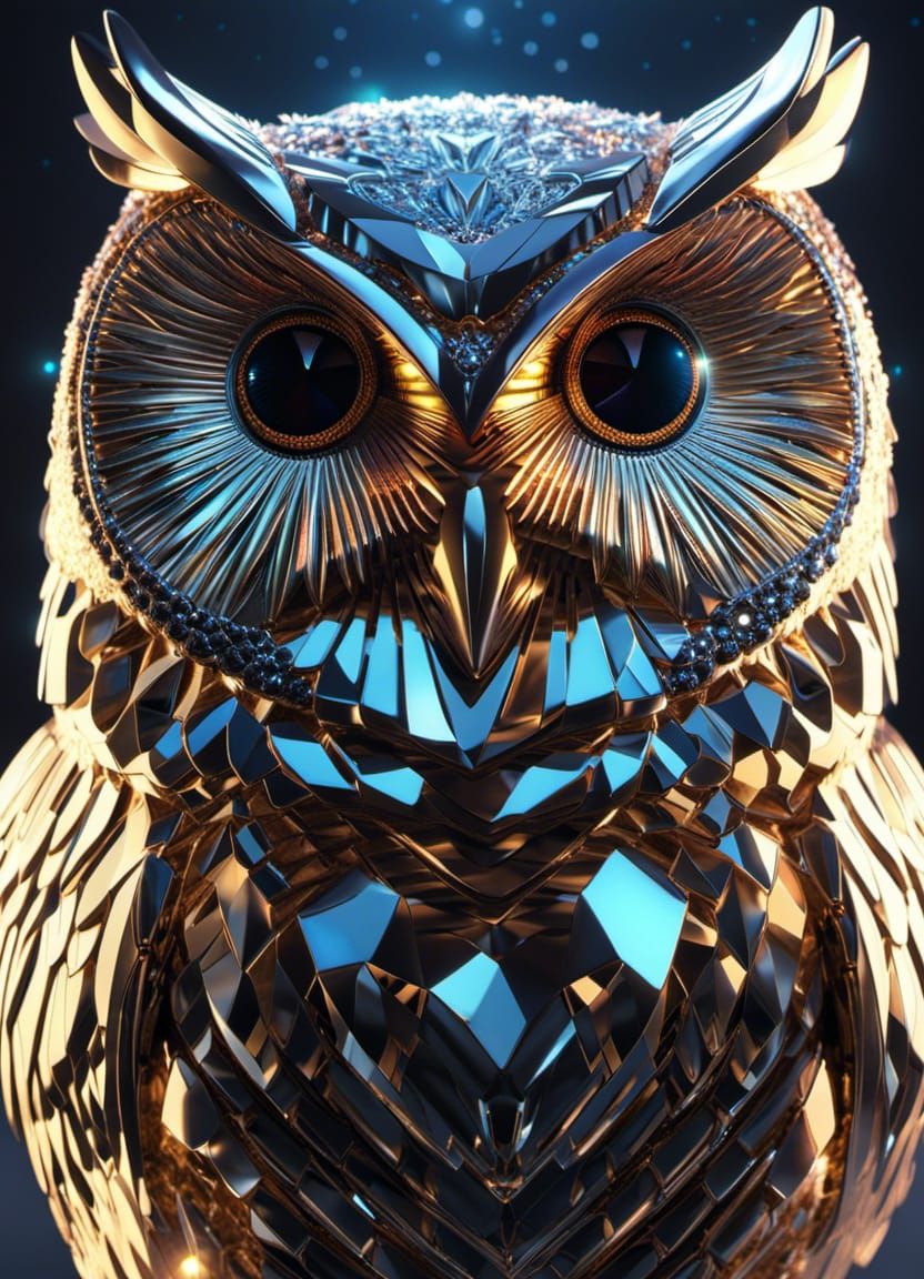 Prismatic Crystal Owl CGI Fine Art