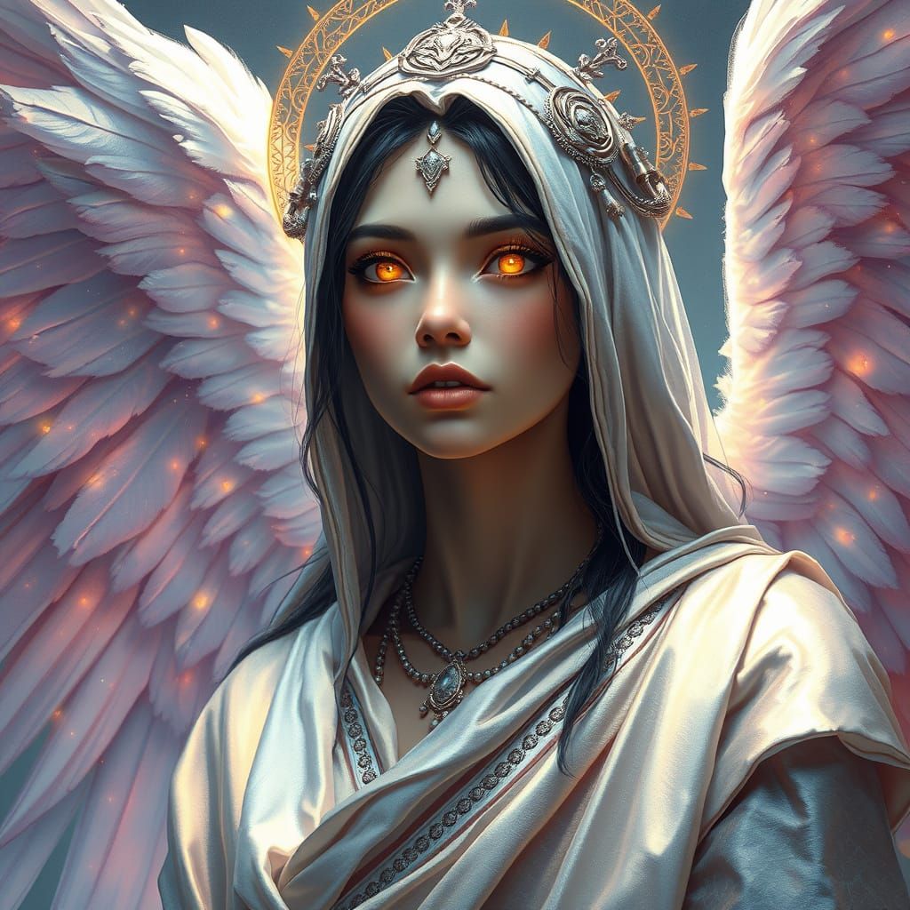 Ethereal Divine Angel in Majestic Lemurian Attire