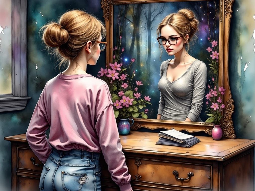 Mysterious Young Woman in a Whimsical, Dreamlike State