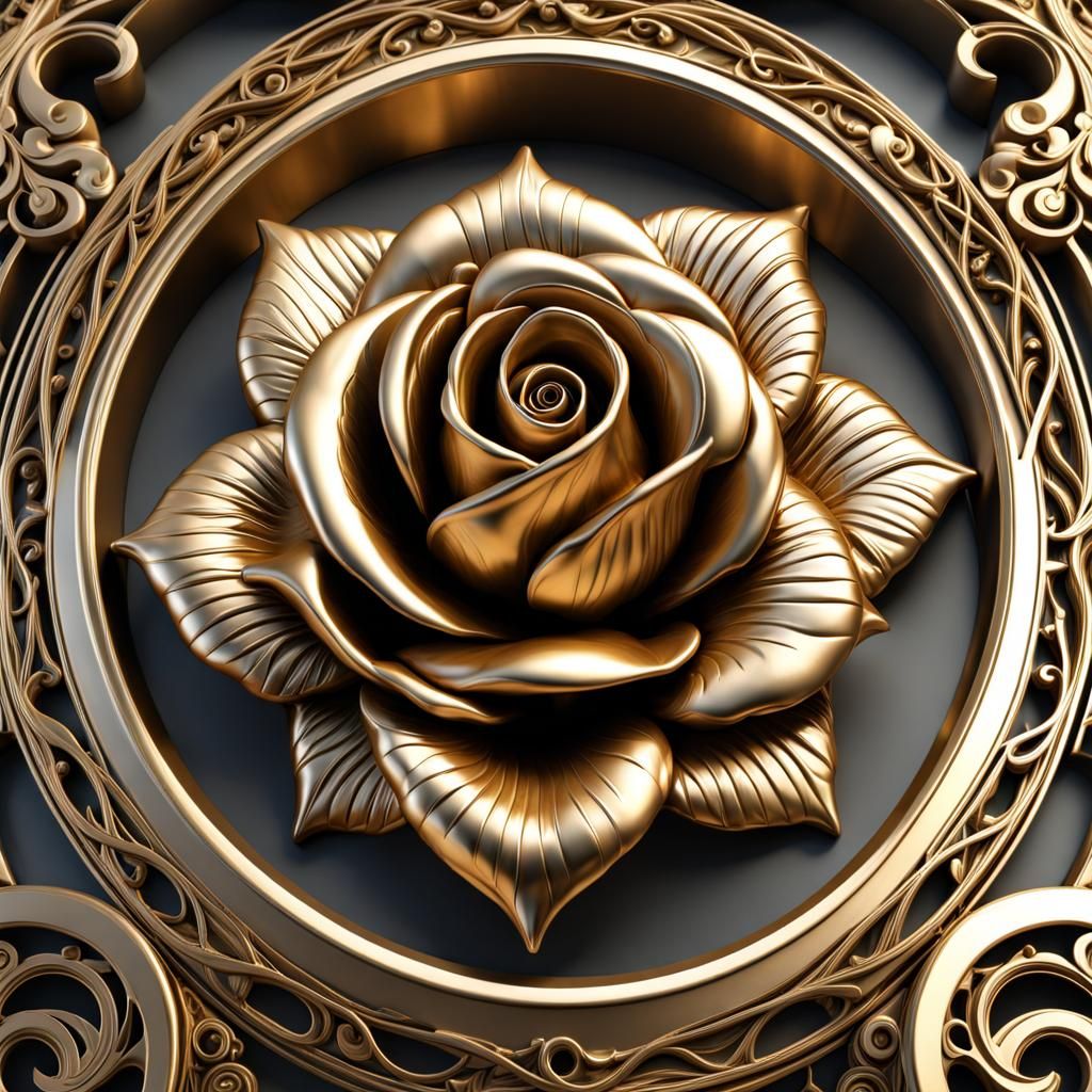 Intricate Metalwork Rose in 8K Resolution