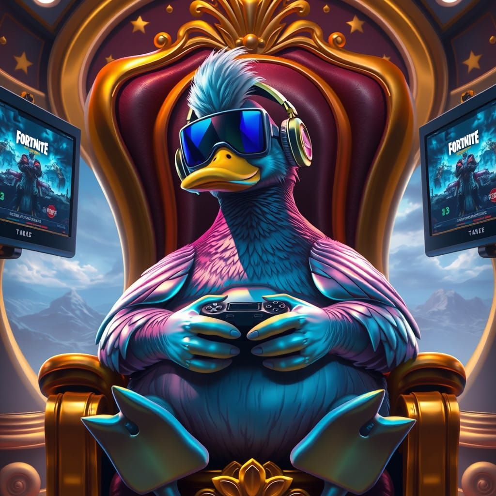Gaming Duck Enshrined in Glorious Fortnite Splendor