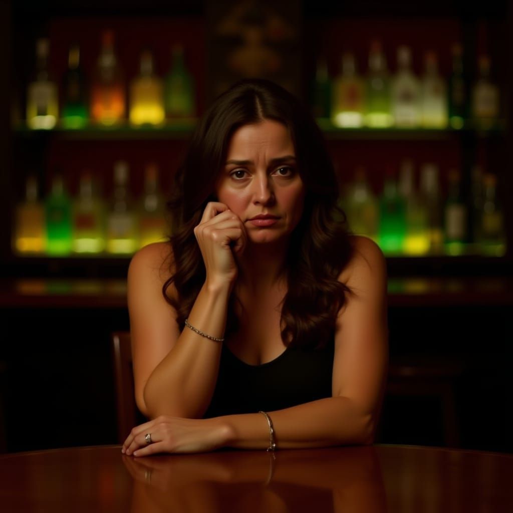 Sad Woman at Bar: A Study in Loneliness