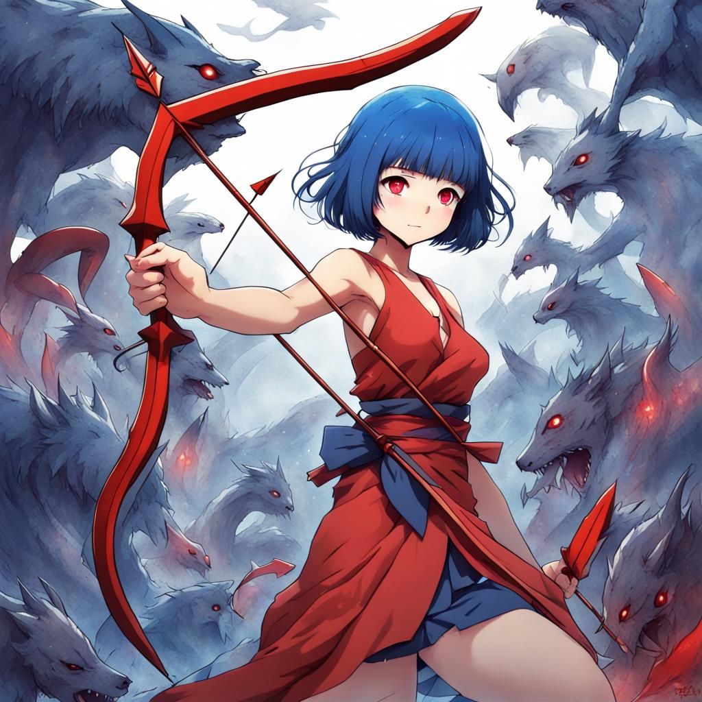 Mystical Anime Woman with Arrow