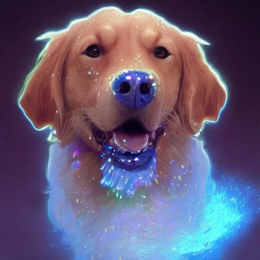 Golden Retriever Portrait in Hyperdetailed Digital Art Style