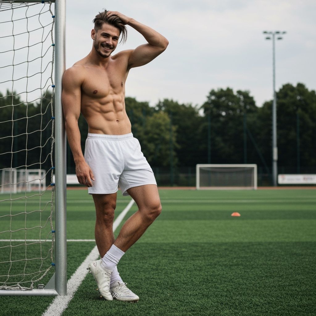 Athletic Football Player Relaxing on Field