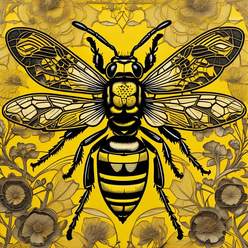 Intricate Wasp Dance in UV Reactive Yellow