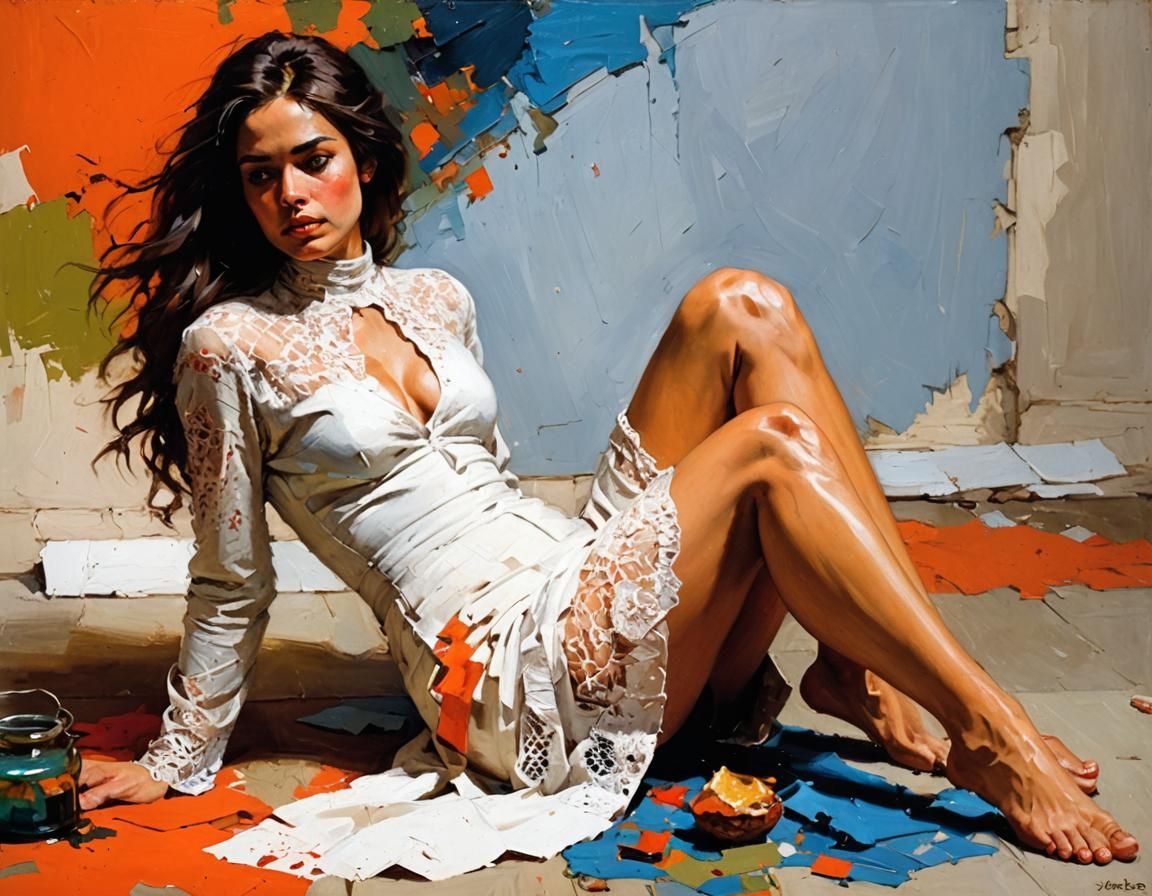 Woman Sitting, Oil Painting in Gurney Style