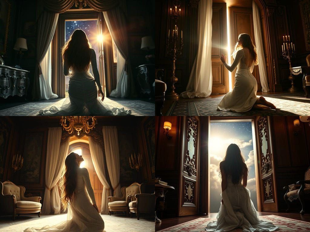 Sensual Woman in a Dramatic Bedroom Scene, Shot in Cinematic...