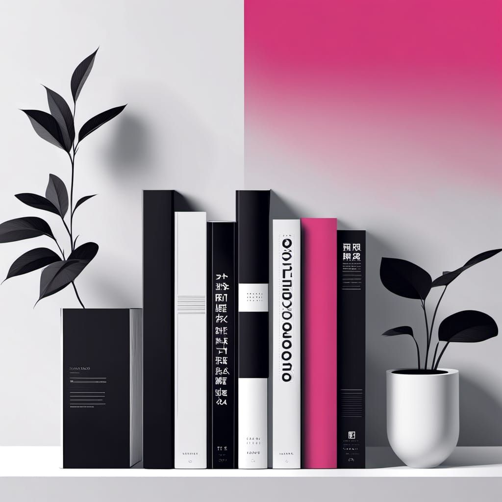 Modern Manga Bookshelf in Bold Magenta and White