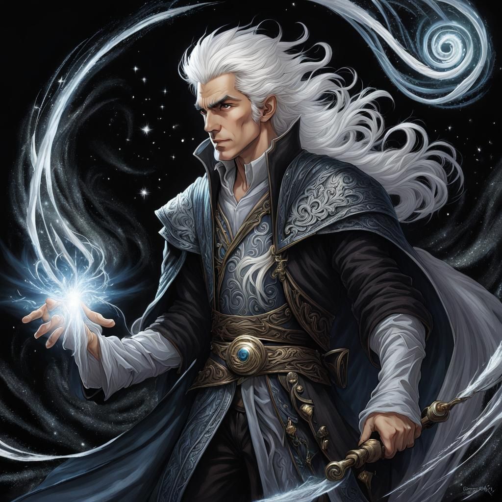 Anime Wizard in Chiaroscuro Lighting