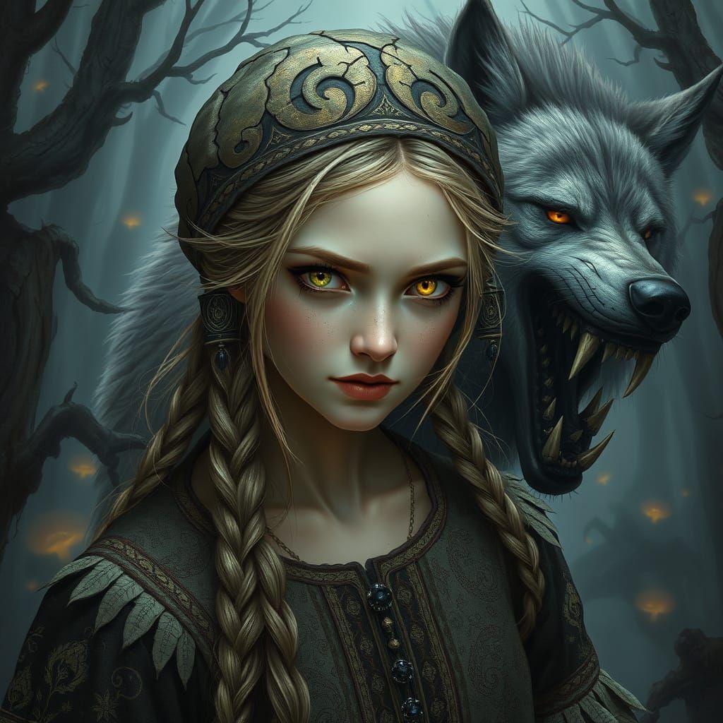 Glowing Heroine of Russian Folklore, Close-Up, in Phone Wall...