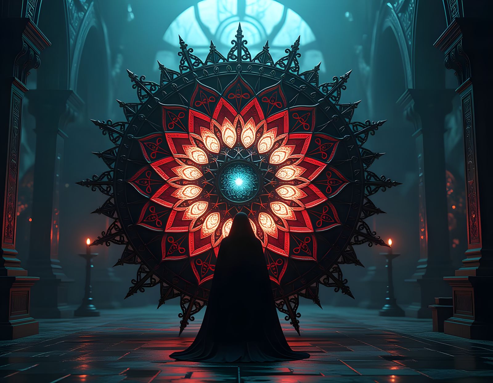 Eerie Biomechanical Kaleidoscope in Dark Fantasy Style