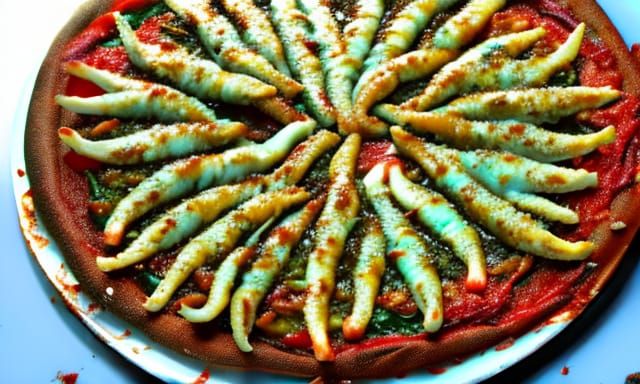 Disgusting Moldy Anchovy Pizza in Grease