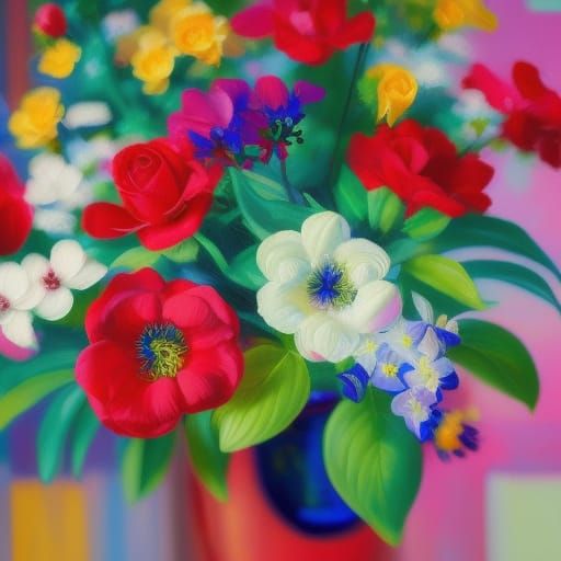 Impressionist Bouquet with Shimmering, Luminous Effect