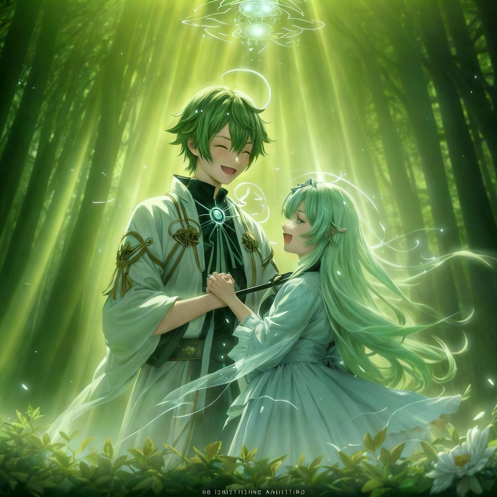 Anime Sorceress With Magic Wand And Puppy