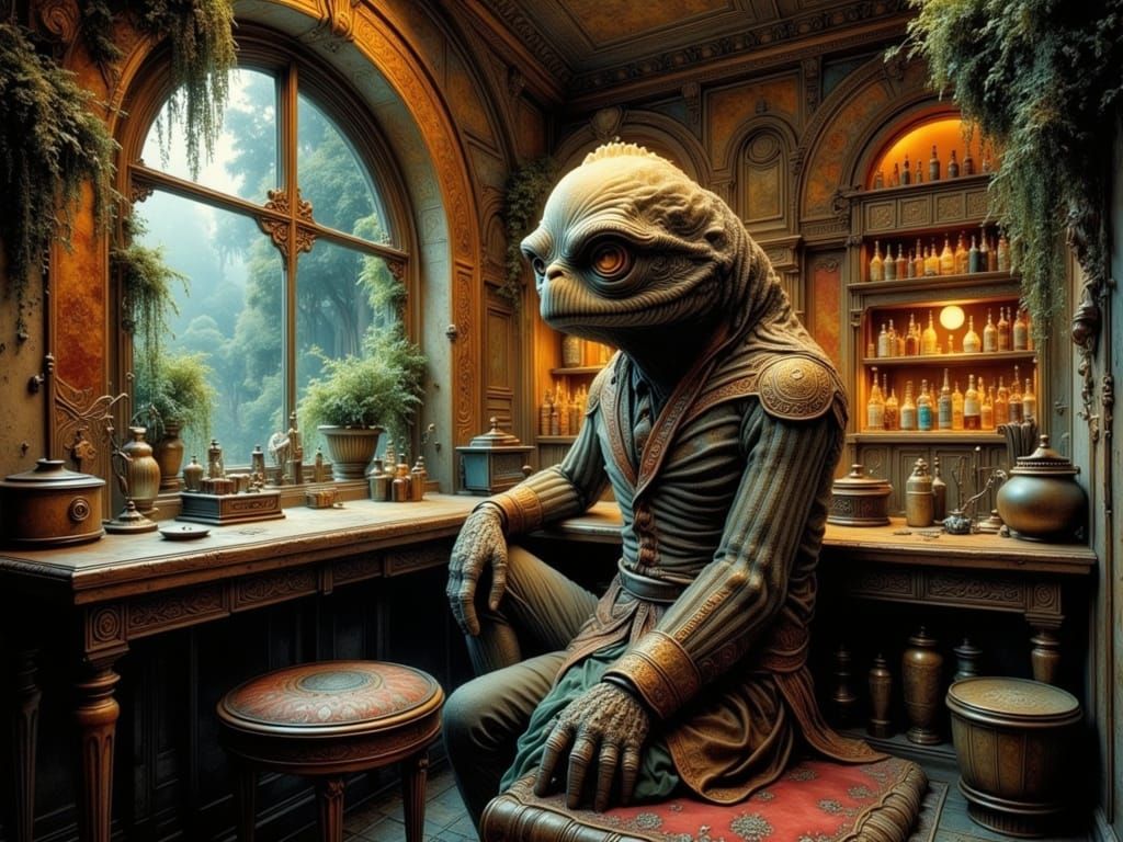 Cyber Alien Bar in Folkloric Lomography Style