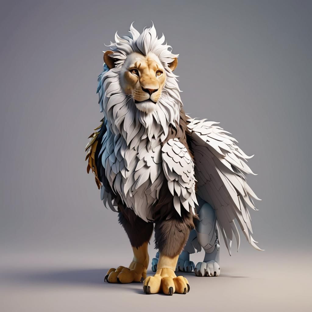 Winged Lion: 3D Digital Art Concept