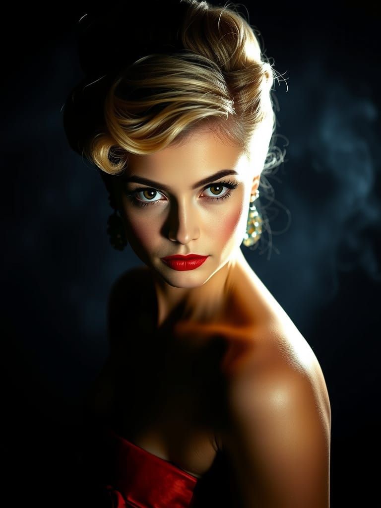 Sultry 1950s Hollywood Glamour in Vibrant Colors