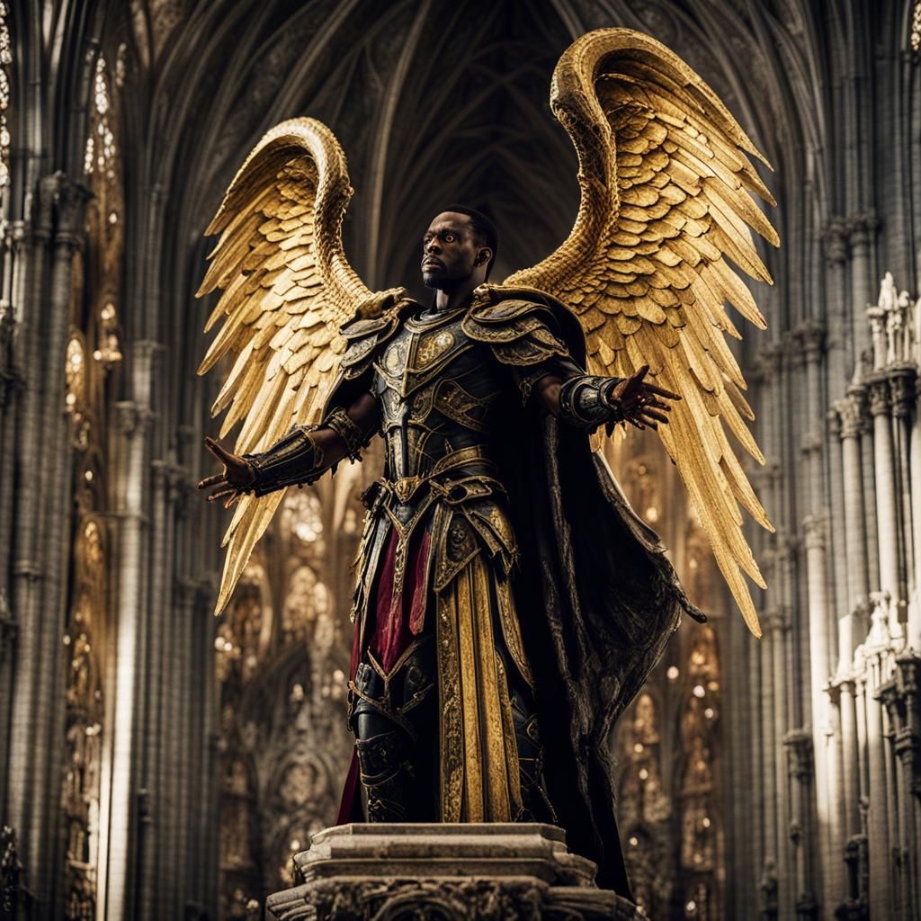 Dark Fantasy Angel in Gothic Cathedral
