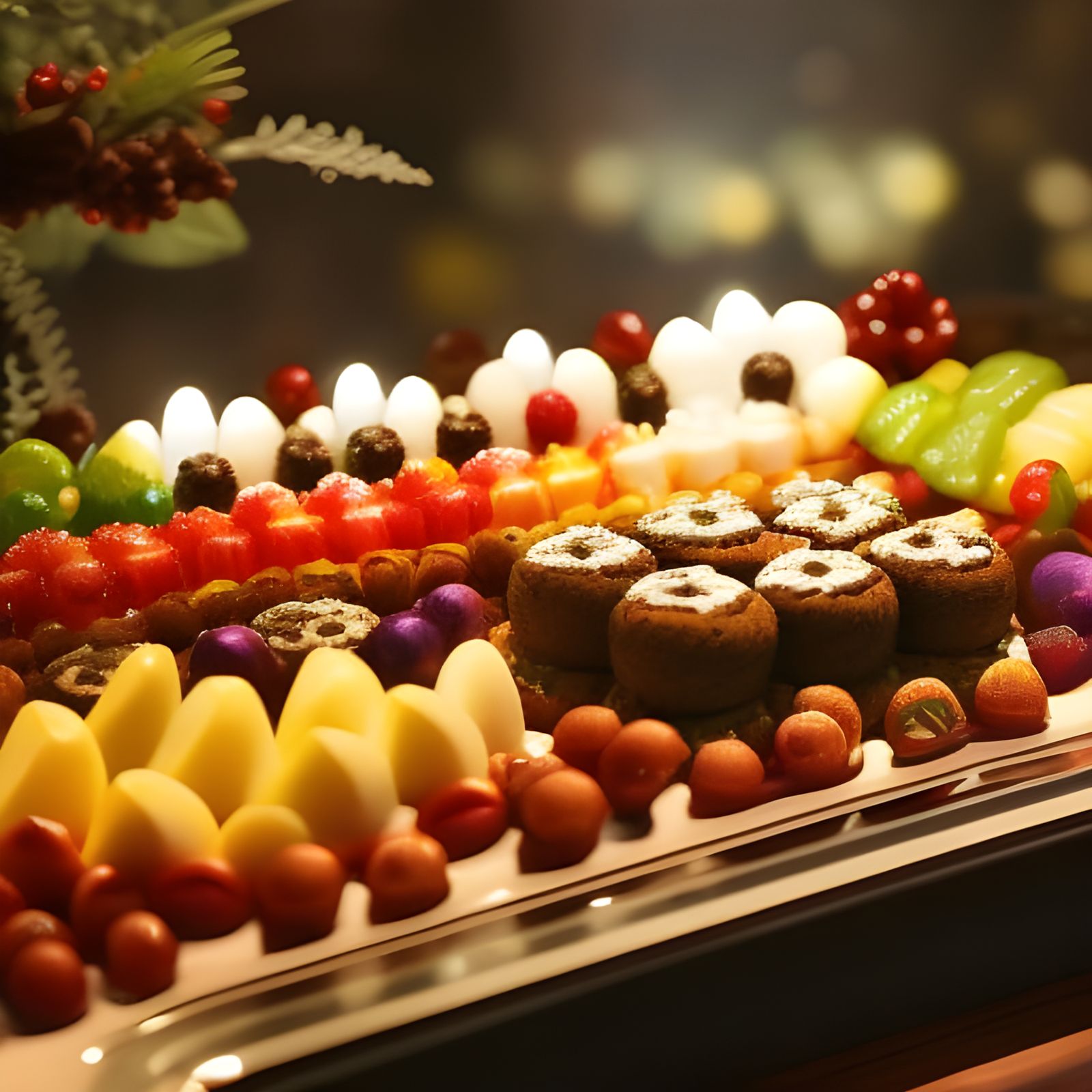 Delicious Chocolate Cake with Fruits in Photorealistic Style