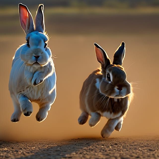 Cowboy Lassos Bunny Rabbit in Desert Sunset