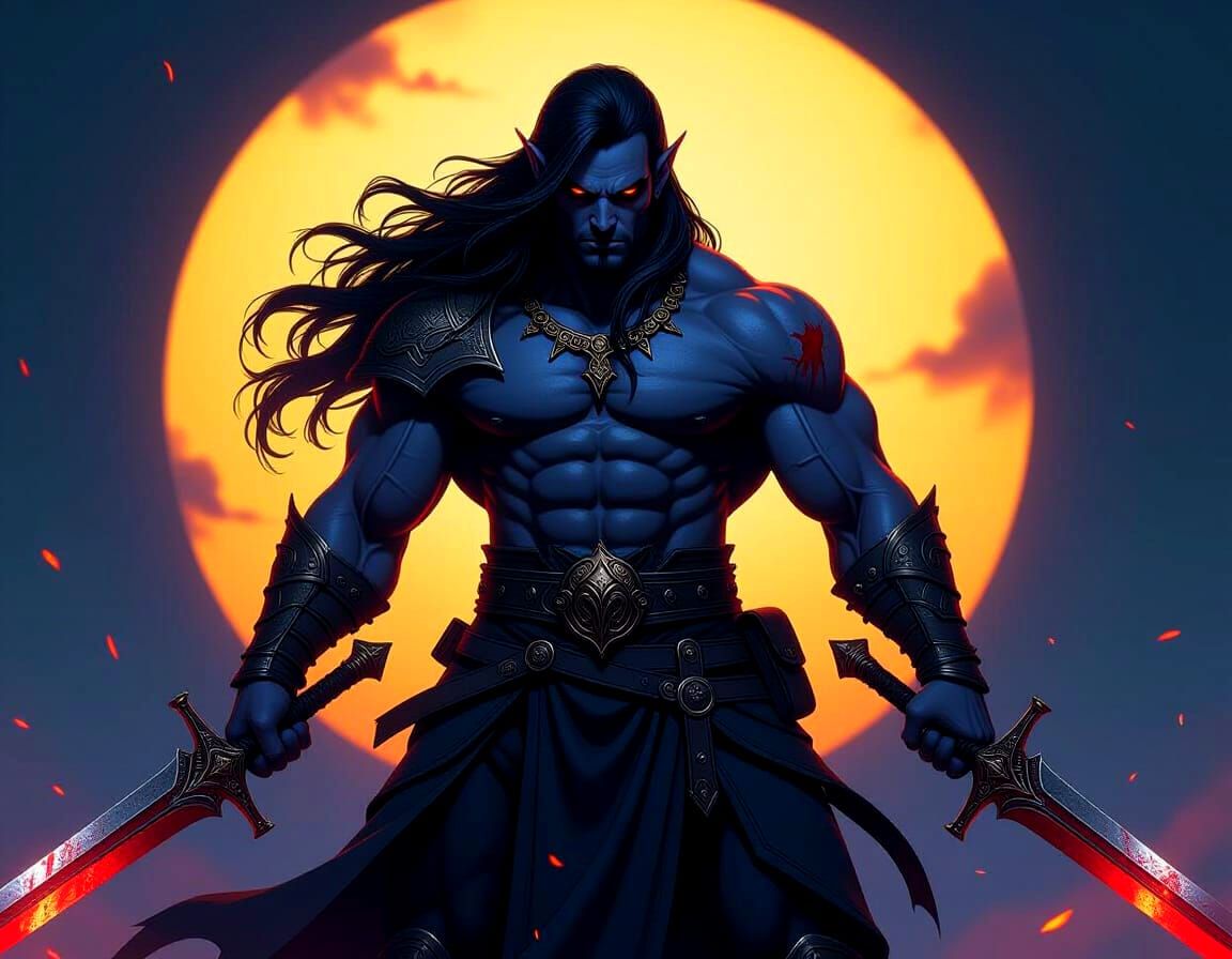 Drow Elf Warrior in Dark Fantasy Concept Art