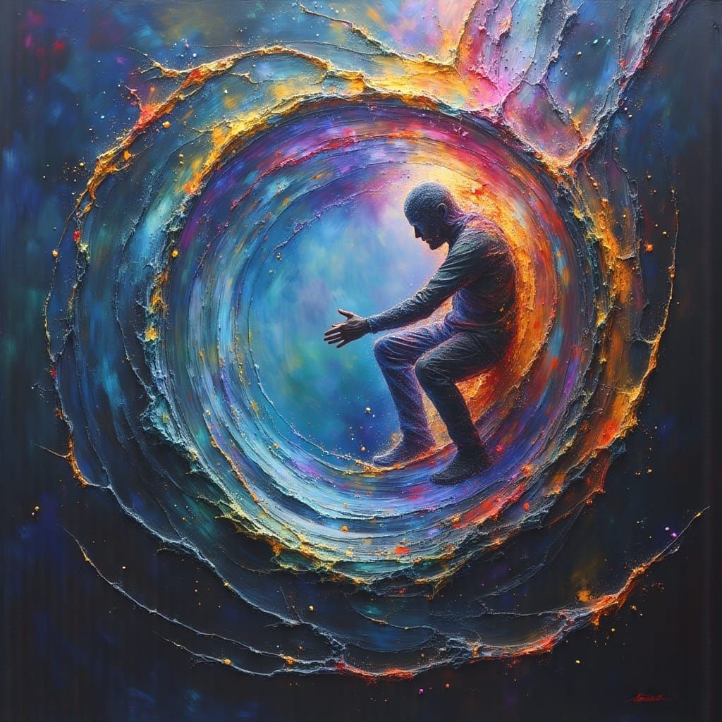 Distorted Human Form Trapped in Fractured Glass