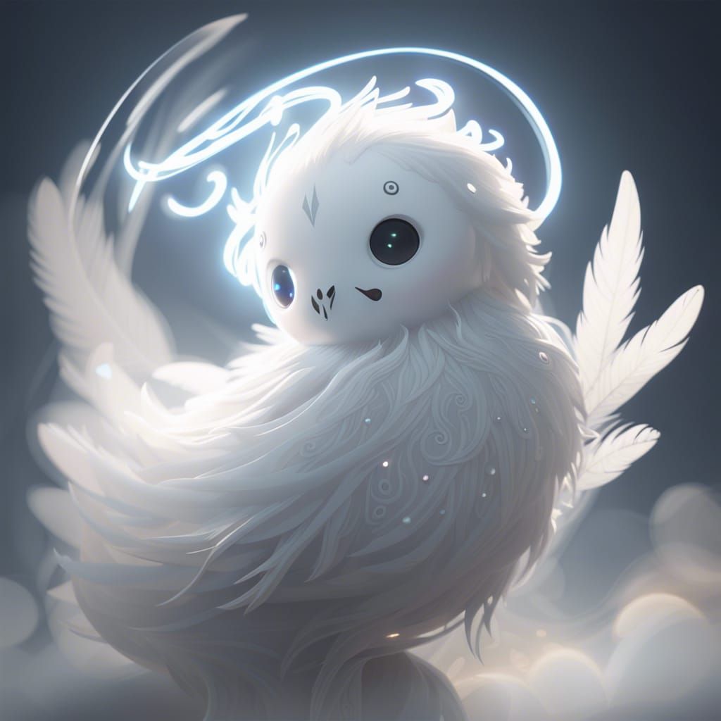 Adorable White Spirit Ghost in Ethereal Fantasy Art