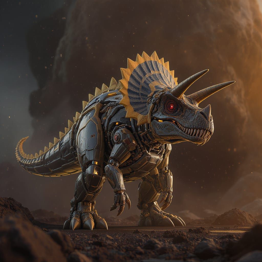 Triceratops as English Bobby in Sci-Fi Style